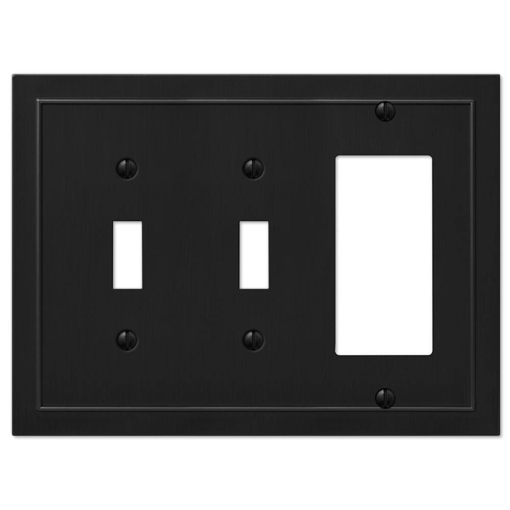 AMERELLE Bethany 3 Gang 2-Toggle and 1-Rocker Metal Wall Plate - Black 57TTRBK