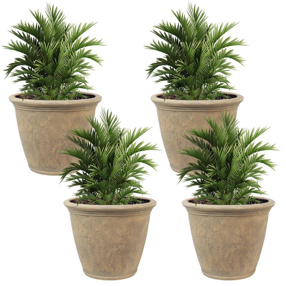 Sunnydaze Anjelica 24 in. Beige Poly Outdoor Flower Pot Planter (4-Pack) DG-964