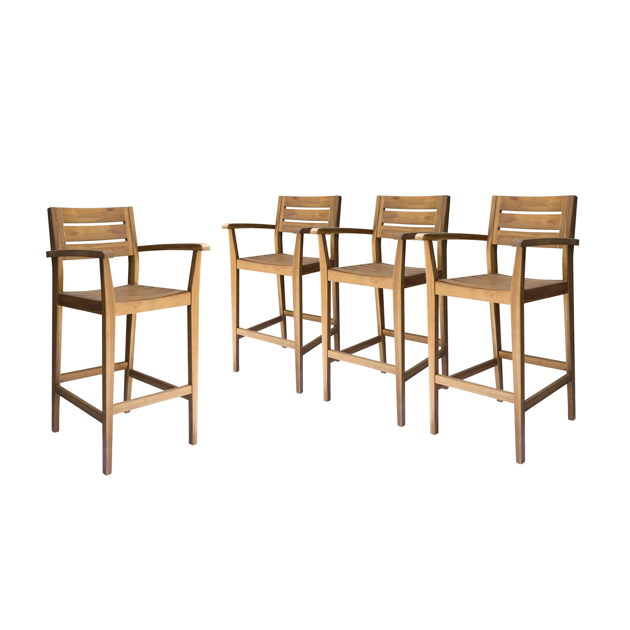 Blair Outdoor Rustic Acacia Wood Barstool (Set of 4)