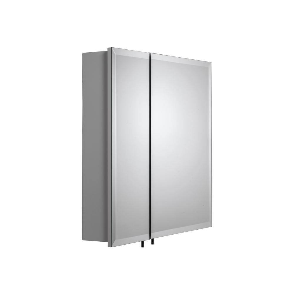 Croydex 24 in. W x 24 in. H x 5 in. D Frameless Bi-View Surface-Mount Medicine Cabinet with Easy Hang System in White WC102122YW