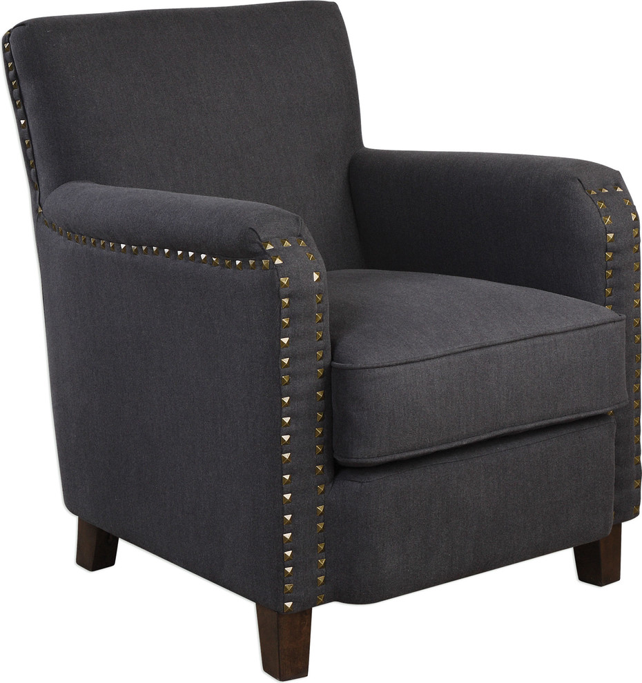 Finchly Deep Gray Armchair   Transitional   Armchairs And Accent Chairs   by HedgeApple  Houzz