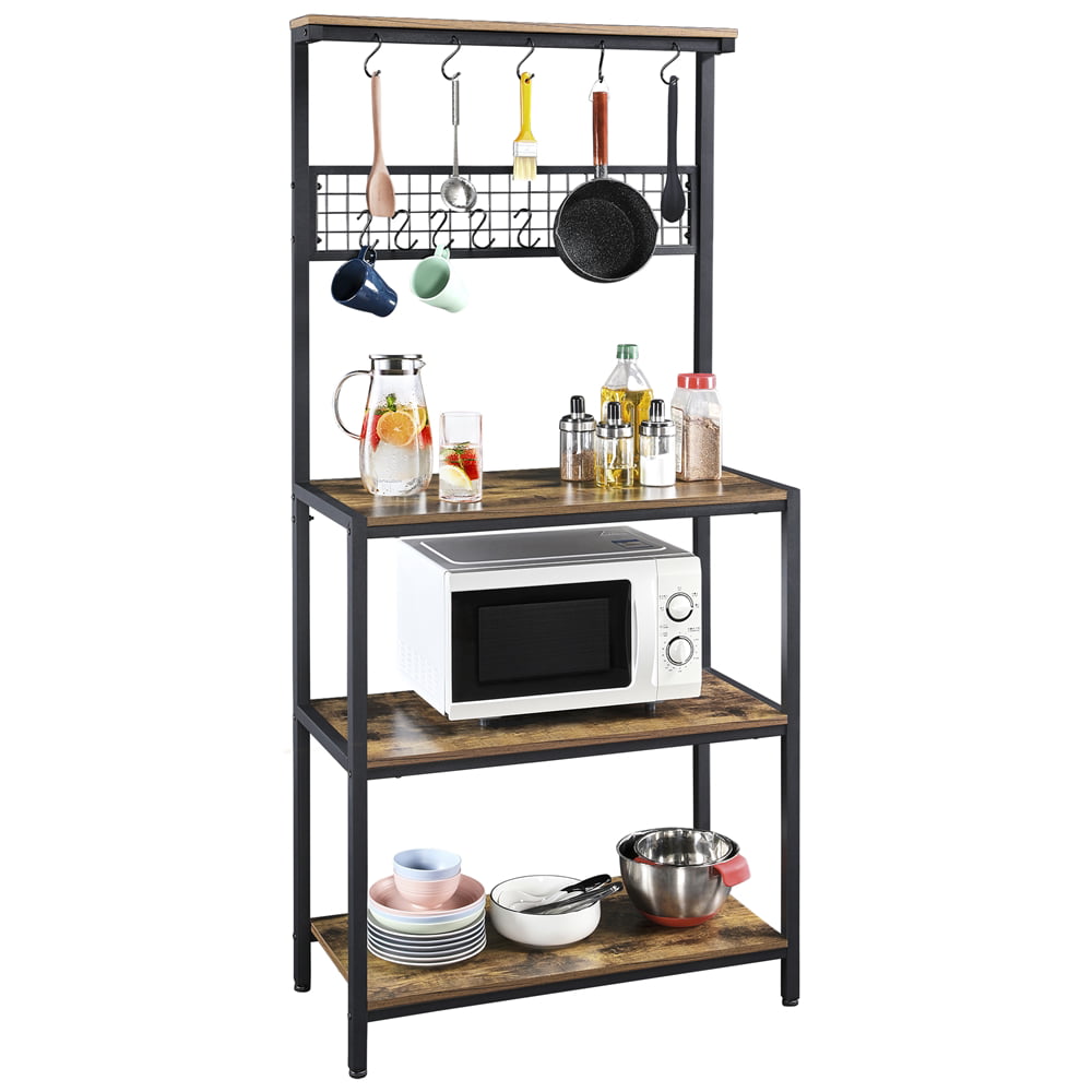 Easyfashion 67 H Baker's Rack with Storage Microwave Stand kitchen Rustic Brown