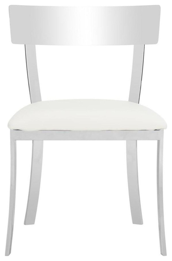 Liddie 19  x27 x27Dining Chair Set of 2 White / Chrome   Contemporary   Dining Chairs   by Virgil Stanis Design  Houzz