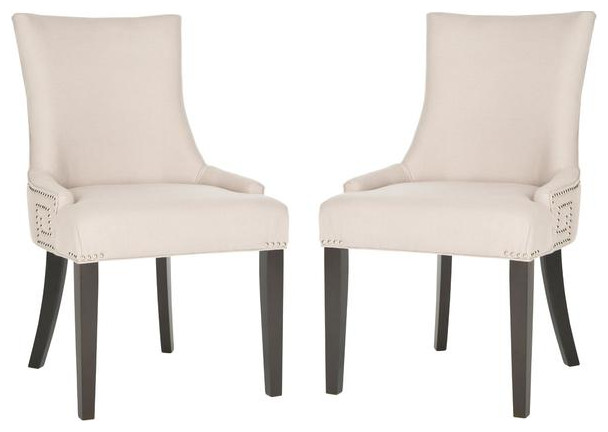 Hans 20  x27 x27h Side Chair set of 2 Silver Nail Heads Taupe   Transitional   Dining Chairs   by Peachtree Fine Furniture  Houzz