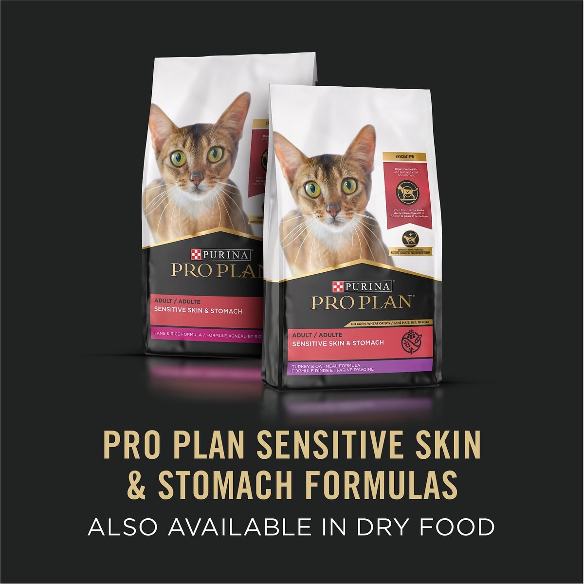 Purina Pro Plan Focus Sensitive Skin and Stomach Duck and Arctic Char Variety Pack Canned Cat Food， 3-oz can， case of 24