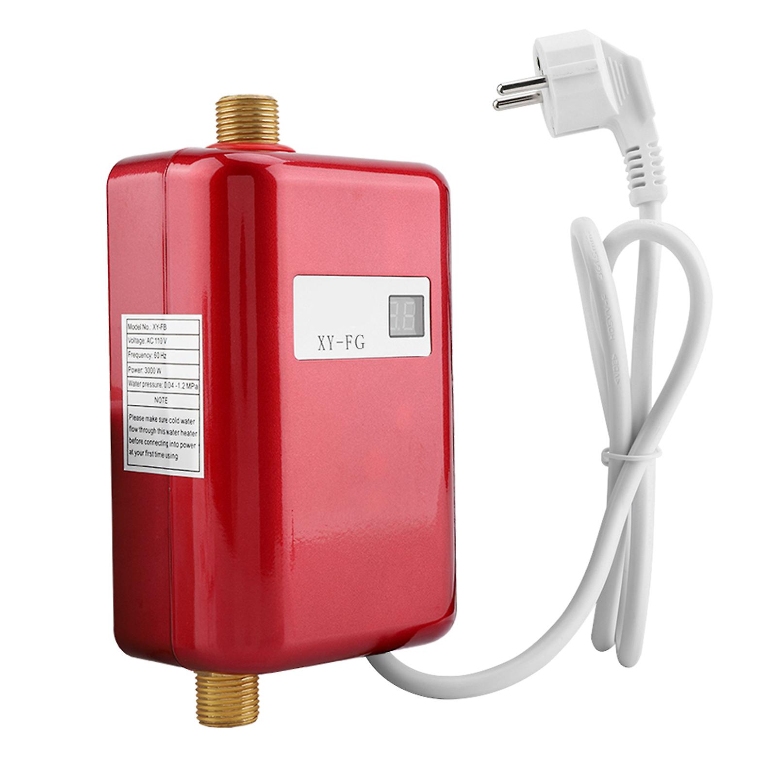 220v 3800w Mini Electric Tankless Instant Hot Water Heater Bathroom Kitchen Washing Eu Plug Red