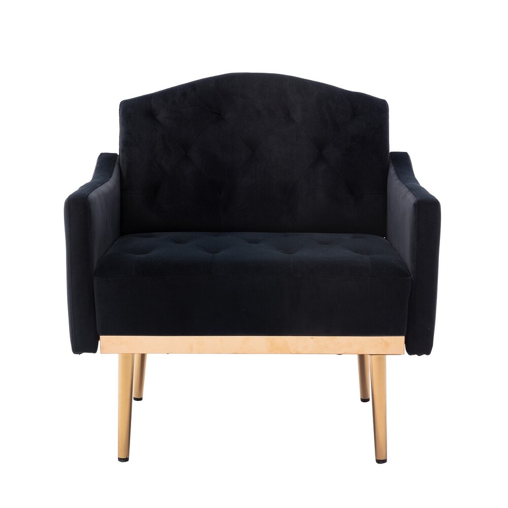 Tufted Velvet Accent Chair with Rose Golden Legs