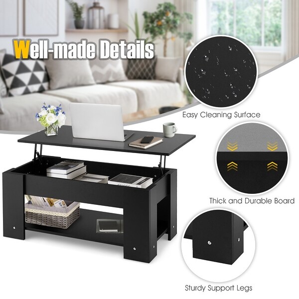 Costway Lift Top Coffee Table Modern Accent Table w/Hidden Storage - See Details