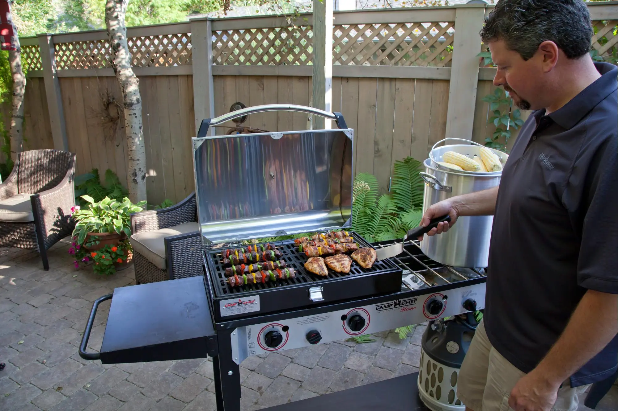 Stainless Steel BBQ Grill Box for Three-Burner Stove