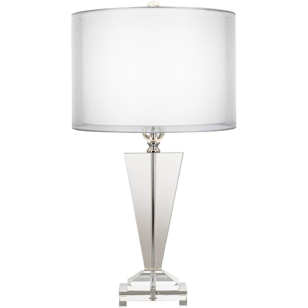 Tall Clear Crystal Trophy Double Sheer Silver And White Drum Shade For Living Room Bedroom