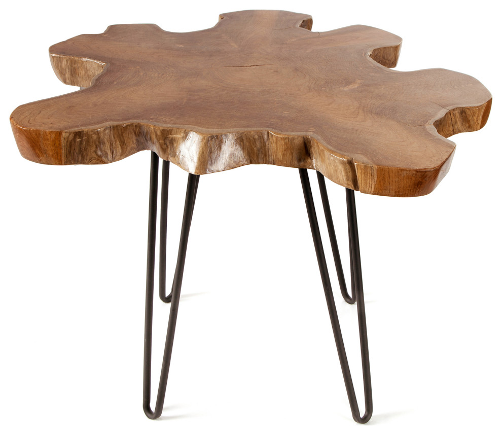 Natural Teak Live Edge Coffee Table with Hairpin Legs   Rustic   Coffee Tables   by BNF Home  Houzz