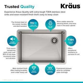 KRAUS Standart PRO Undermount Stainless Steel 27 in. Single Bowl Kitchen Sink KHU110-27