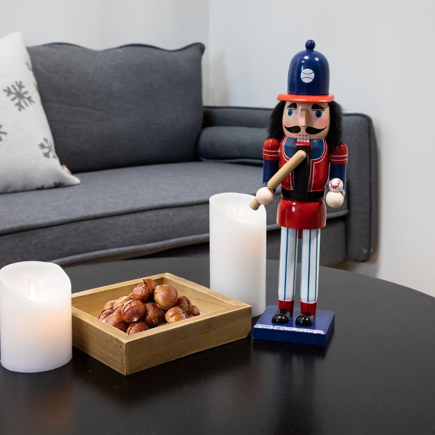 Red And Blue Wooden Christmas Nutcracker Baseball Player