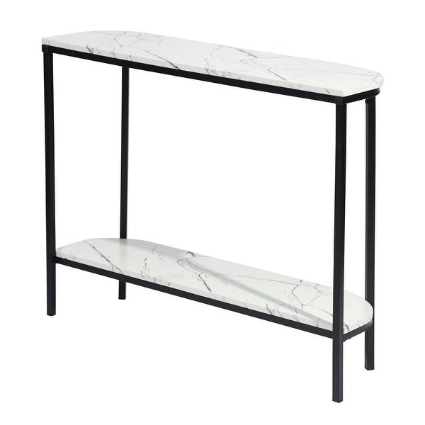 Homy Casa 39.4 in. Half Moon Metal Frame Console Table