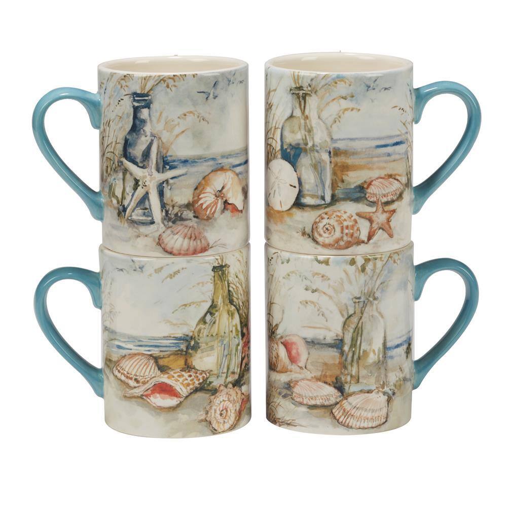 Certified International Coastal Landscape 16 oz. Assorted Colors Earthenware Mug Set Of 4 29237SET4