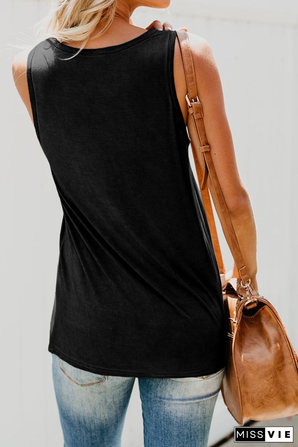 Casual Women Tank Top With Multicolor Pocket