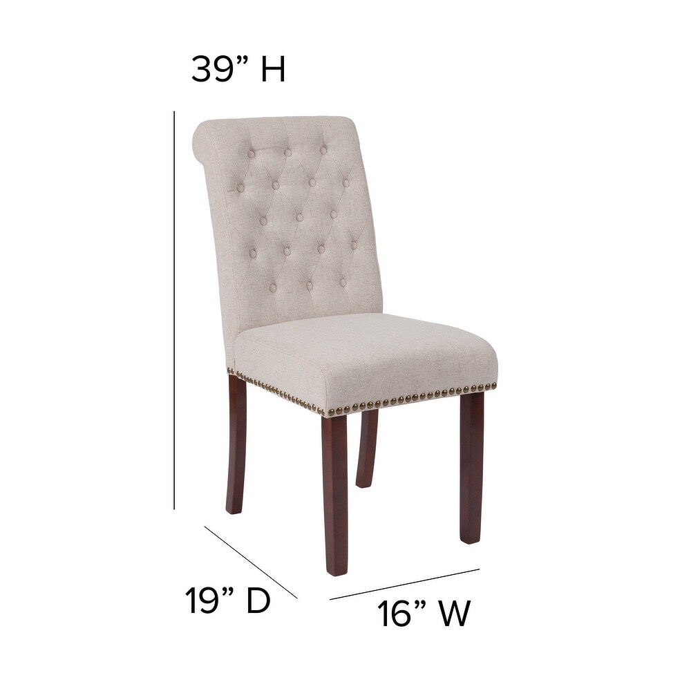 Button tufted Wood Parsons Chair