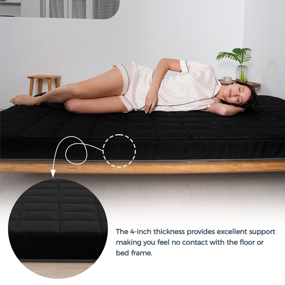 Black Grids Futon Mattress with Removable Cover