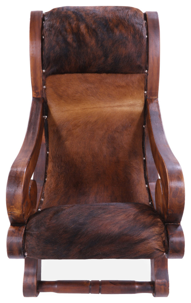 Reclaimed Wood Hair On Cowhide Handcrafted Chair C211 FC   Rustic   Armchairs And Accent Chairs   by Manhattan Rugs  Houzz