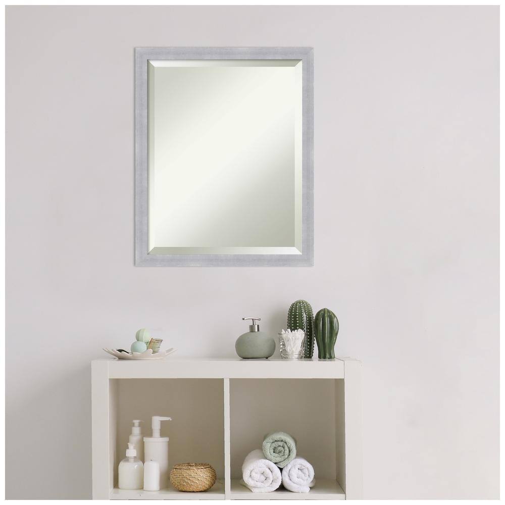 Amanti Art Grace 18 in. x 22 in. Modern Rectangle Framed Brushed Nickel Narrow Bathroom Vanity Mirror DSW5343057