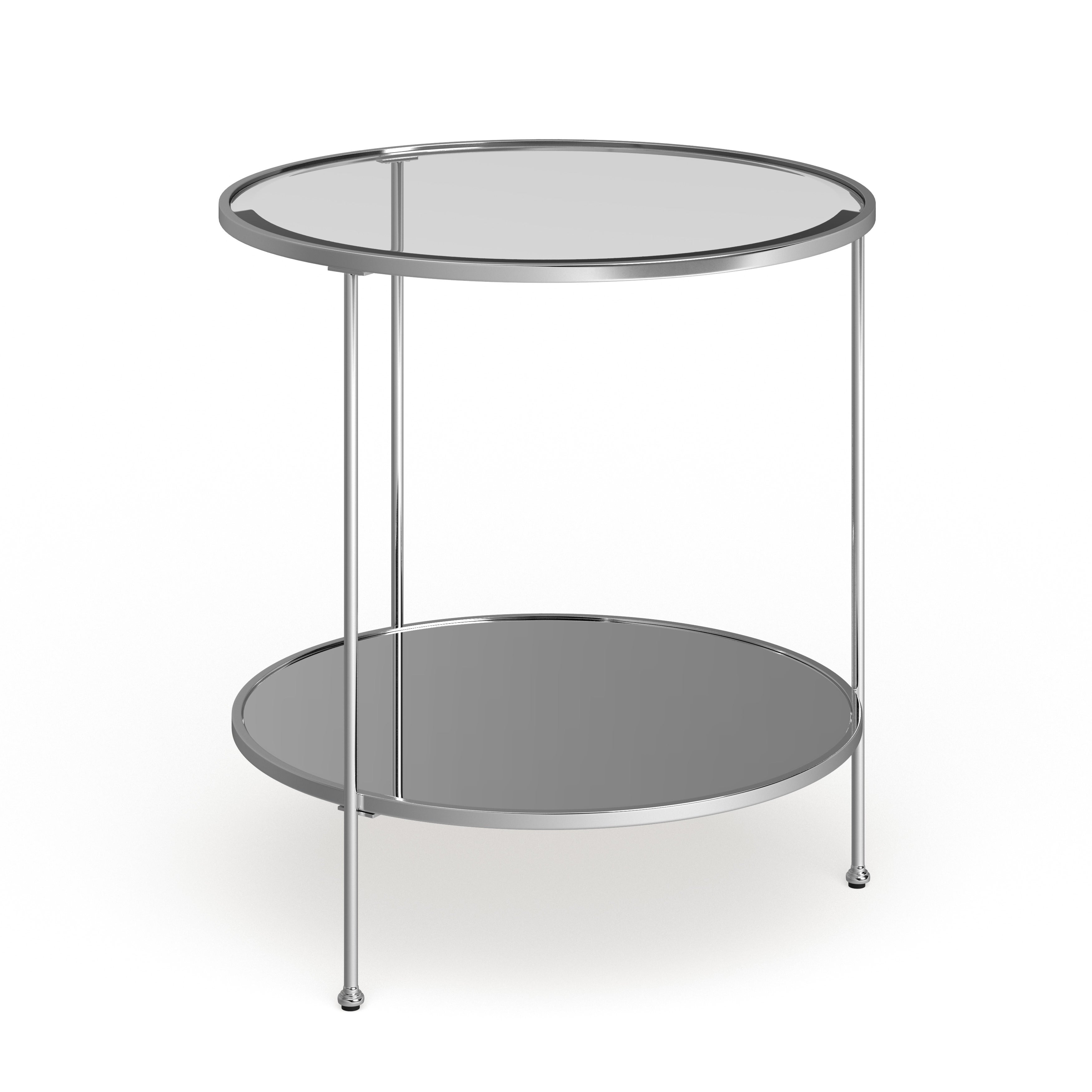 SEI Furniture Rainier Round Metal and Glass Side Table