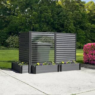 Enclo Privacy Screens 5ft H x 3.5ft W x 1.3 ft L Sedona WoodTek Vinyl Charcoal Color Louvered Freestanding Screen wPlanter Box EC18023 EC18023