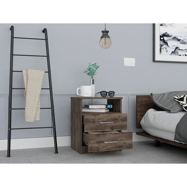 Superior Top Nightstand with 2 Drawers and 1 Shelf - - 37669195