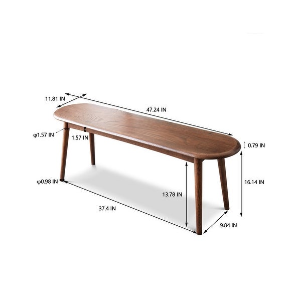 100% Natural Oak Wood Dining Bench Smooth Solid Wood Bed Bench for Dining Room， Bedroom， Entryway and Bathroom