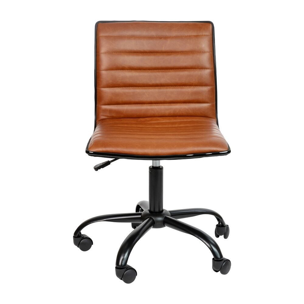 Low Back Designer Armless Ribbed Swivel Task Office Chair