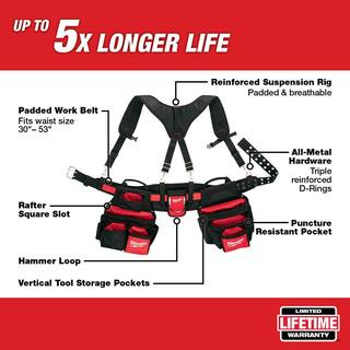 MW General Contractor Work Belt with Suspension Rig and Fastback Folding Knives (2-Pack) 48-22-8120-48-22-1503