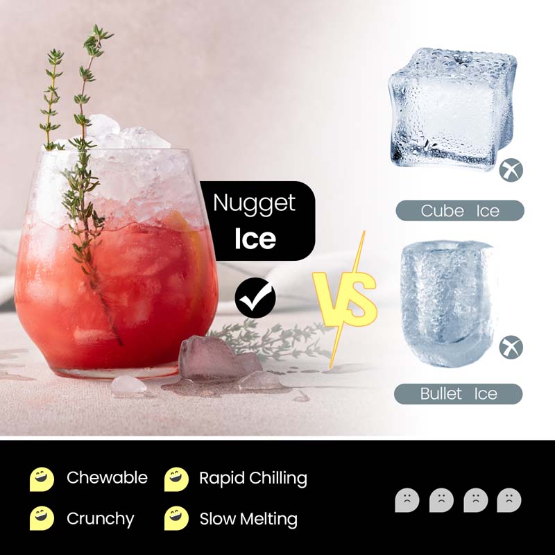 60 Lbs/24H Nugget Ice Maker Countertop, 9 Lbs Storage Capacity Self Dispensing Portable Ice Machine