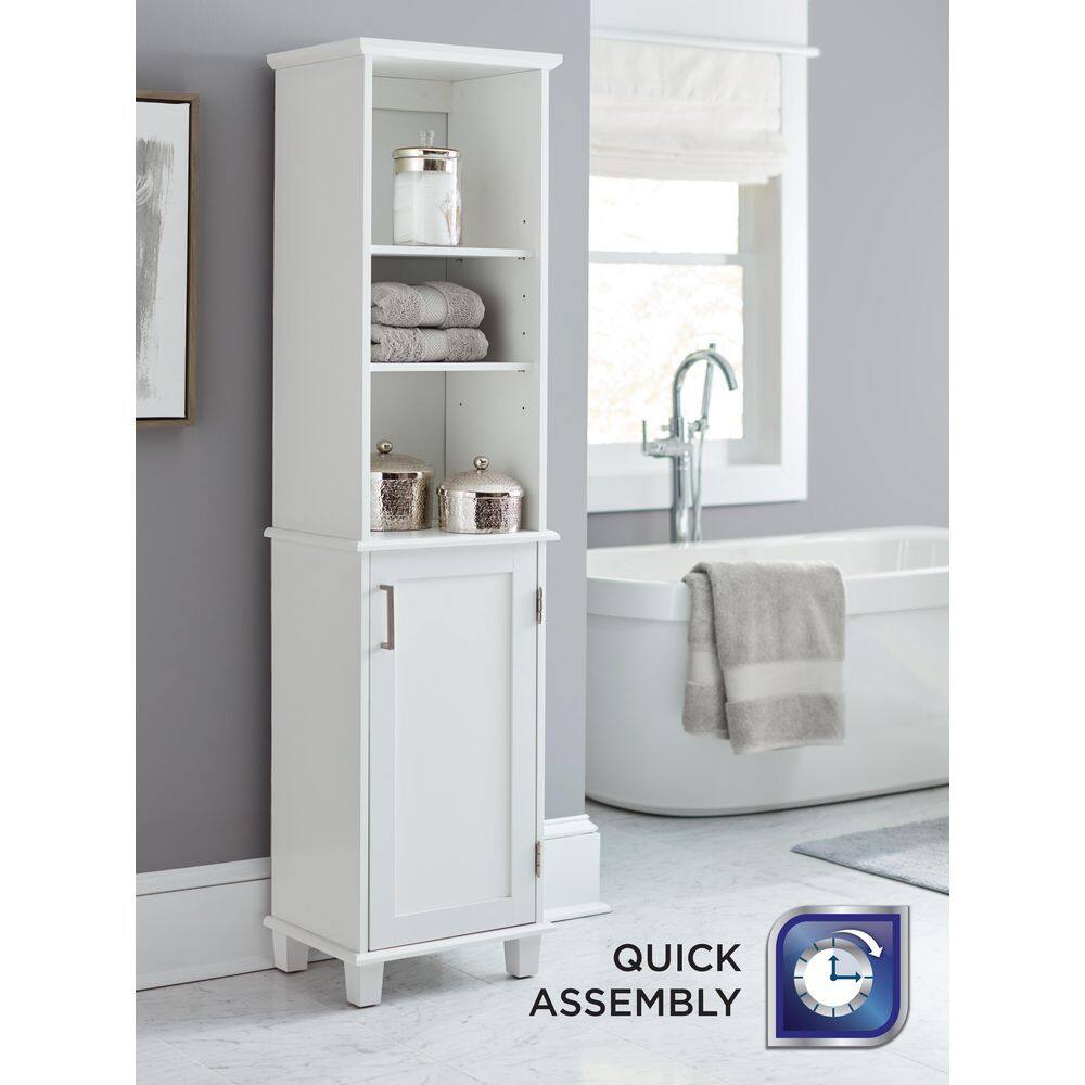 Glacier Bay Shaker Style 16 in. W x 12 in. D x 62.25 in. H Linen Cabinet in White 5348WWHD