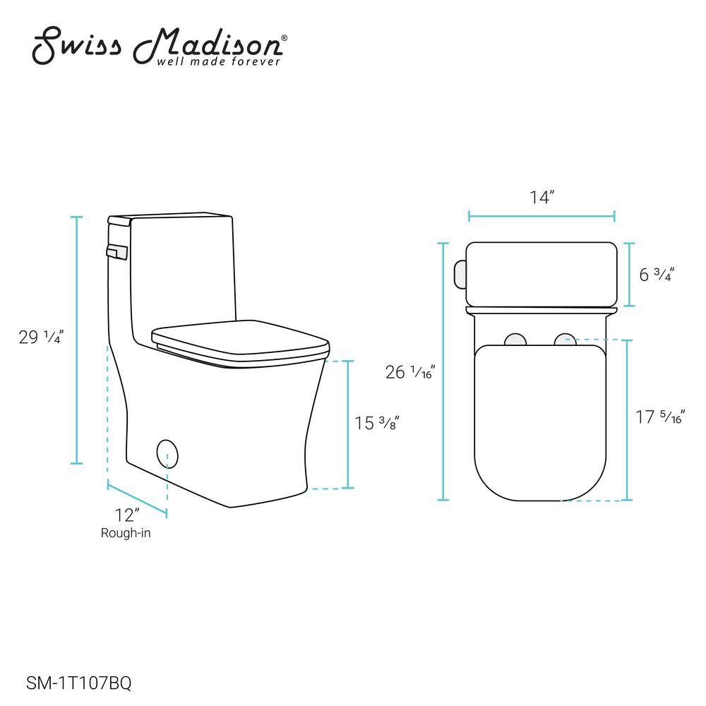 Swiss Madison Concorde 1-Piece 1.28 GPF Single Flush Square Toilet in Bisque Seat Included SM-1T107BQ