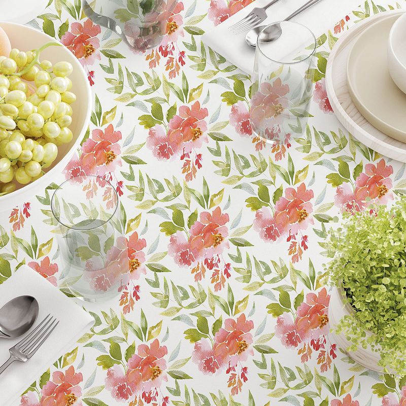 Square Tablecloth， 100% Cotton， 60x60， Delicate Watercolor Floral