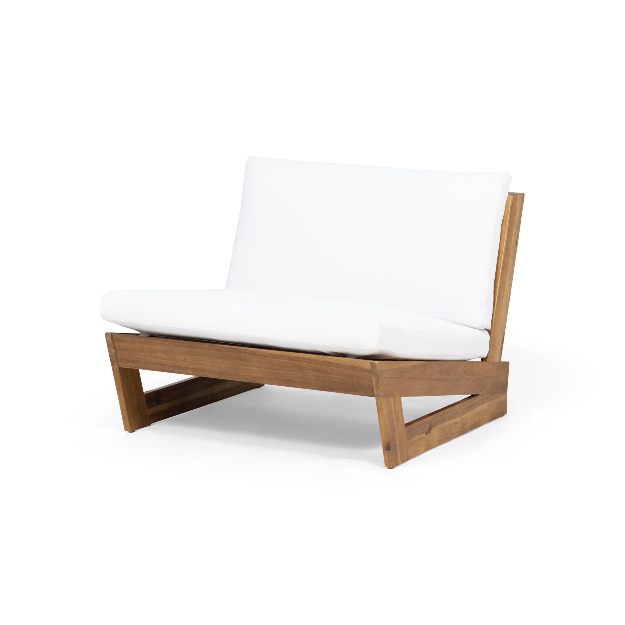 Elloree Outdoor Acacia Wood Club Chair with Cushions