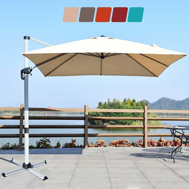 10 Ft Square Offset Patio Cantilever Umbrella with 360 Degree Tilt