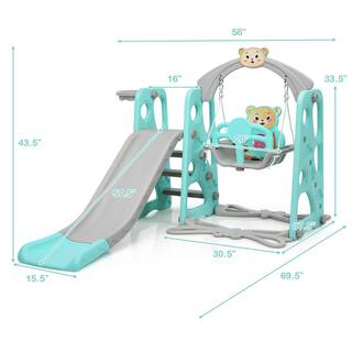 Costway 4-in-1 Toddler Climber and Swing Set with Basketball Hoop TY327968GN