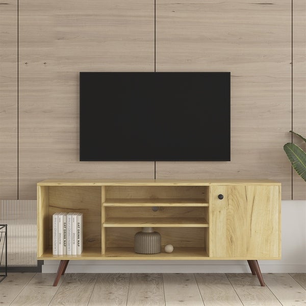 TV Stand Use in Living Room Furniture with 1 storage and 2 shelves Cabinet