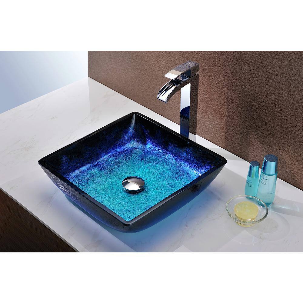 ANZZI Viace Series Deco-Glass Vessel Sink in Blazing Blue LS-AZ056