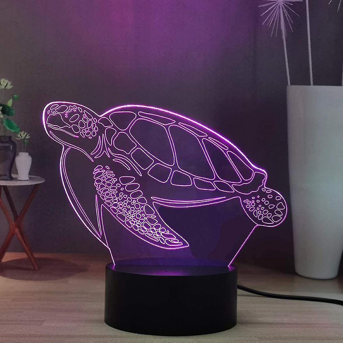 Animal 3d Led Night Light， Turtle Cartoon Decorative Desk Lamp， Smart Touch And Remote Control Night Light， Best Birthday Holiday Gift (turtle)