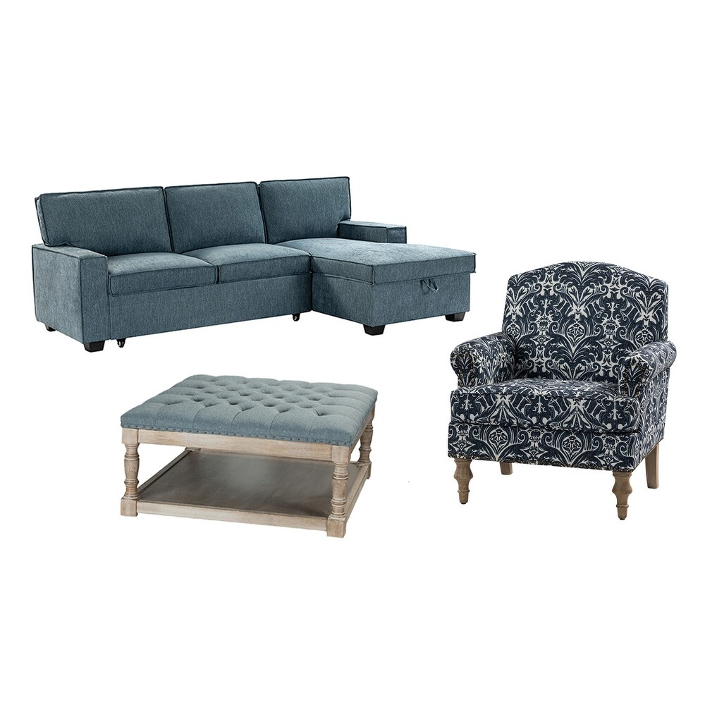 Yahweh Three pieces Living Room Set with Button tufted Design by HULALA HOME