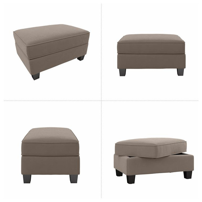 Stockton Storage Ottoman in Dark Gray Microsuede   Transitional   Footstools And Ottomans   by Homesquare  Houzz