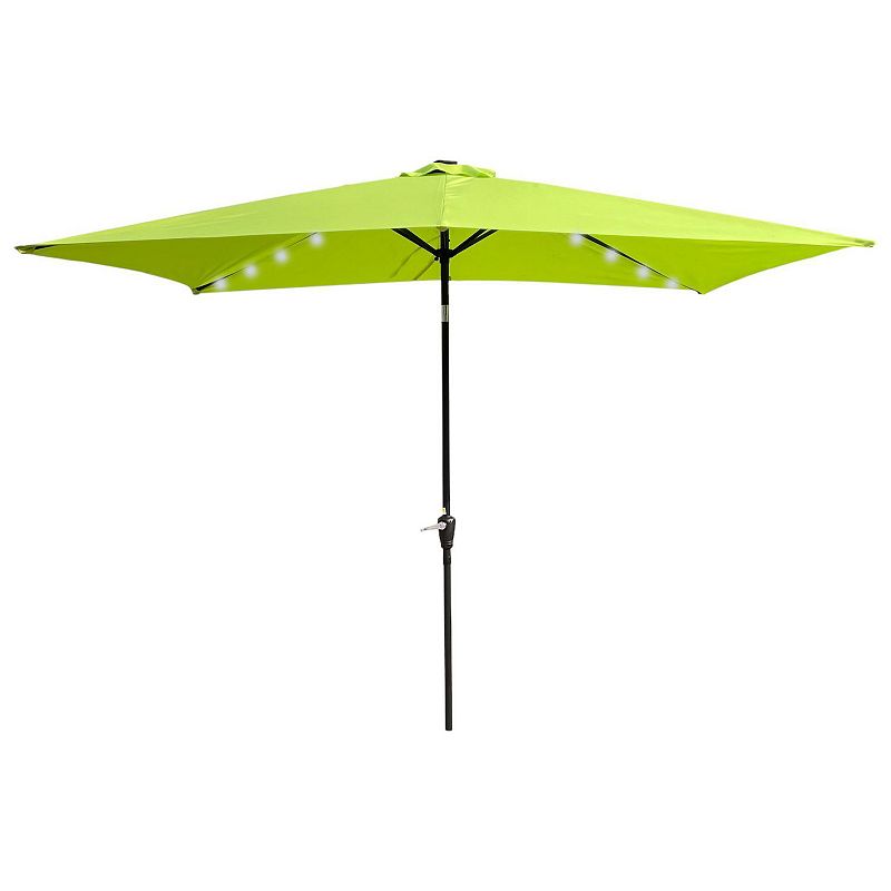 F.C Design Rectangular Solar LED Lighted Outdoor Umbrella - 10 x 6.5t Size - Crank and Tilt - Ideal for Garden， Backyard， Pool