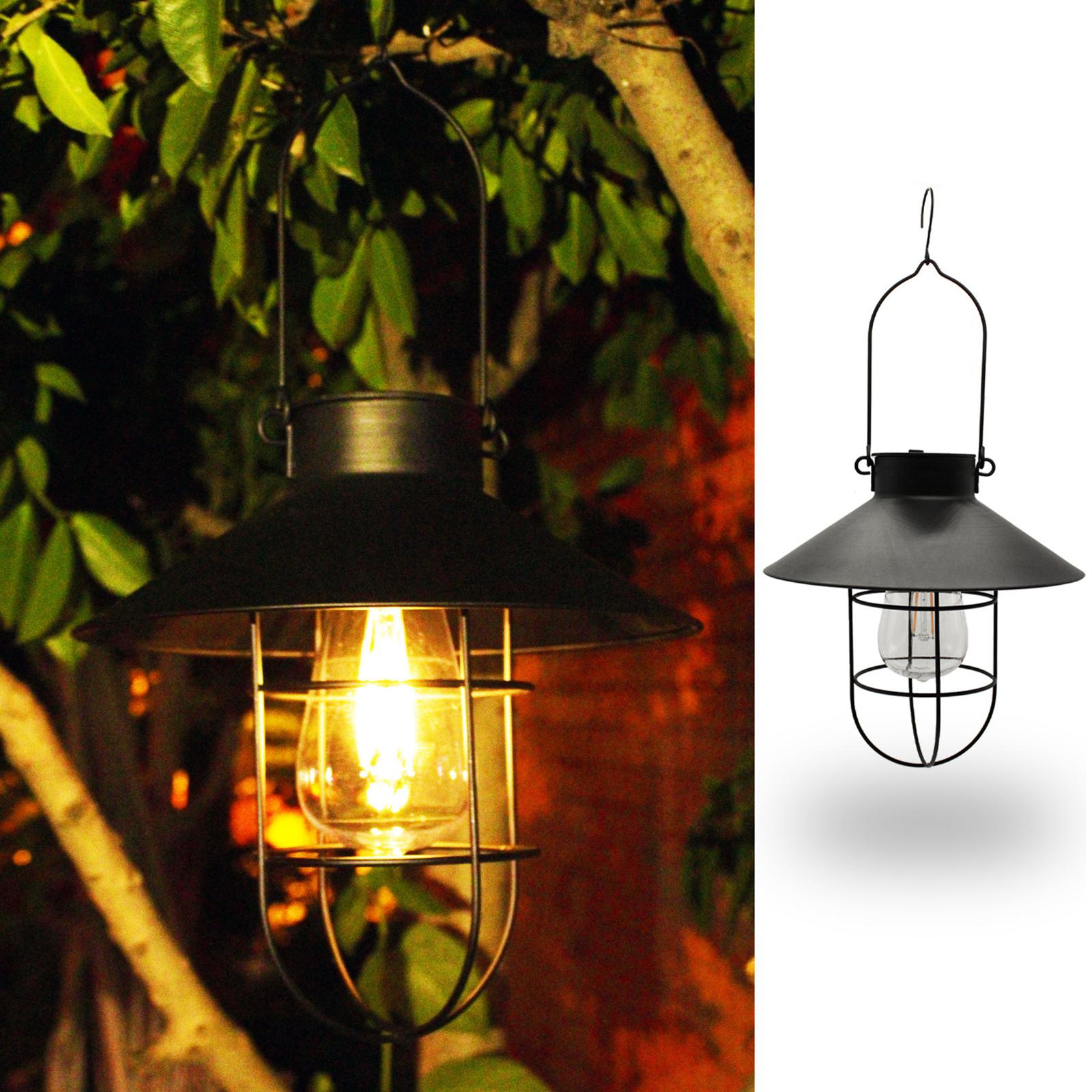 Industrial Style Outdoor Hanging Solar Light Lantern Lamp Iron Tungsten Lamp Decorative for Patio Backyard Yard Porch Decoration