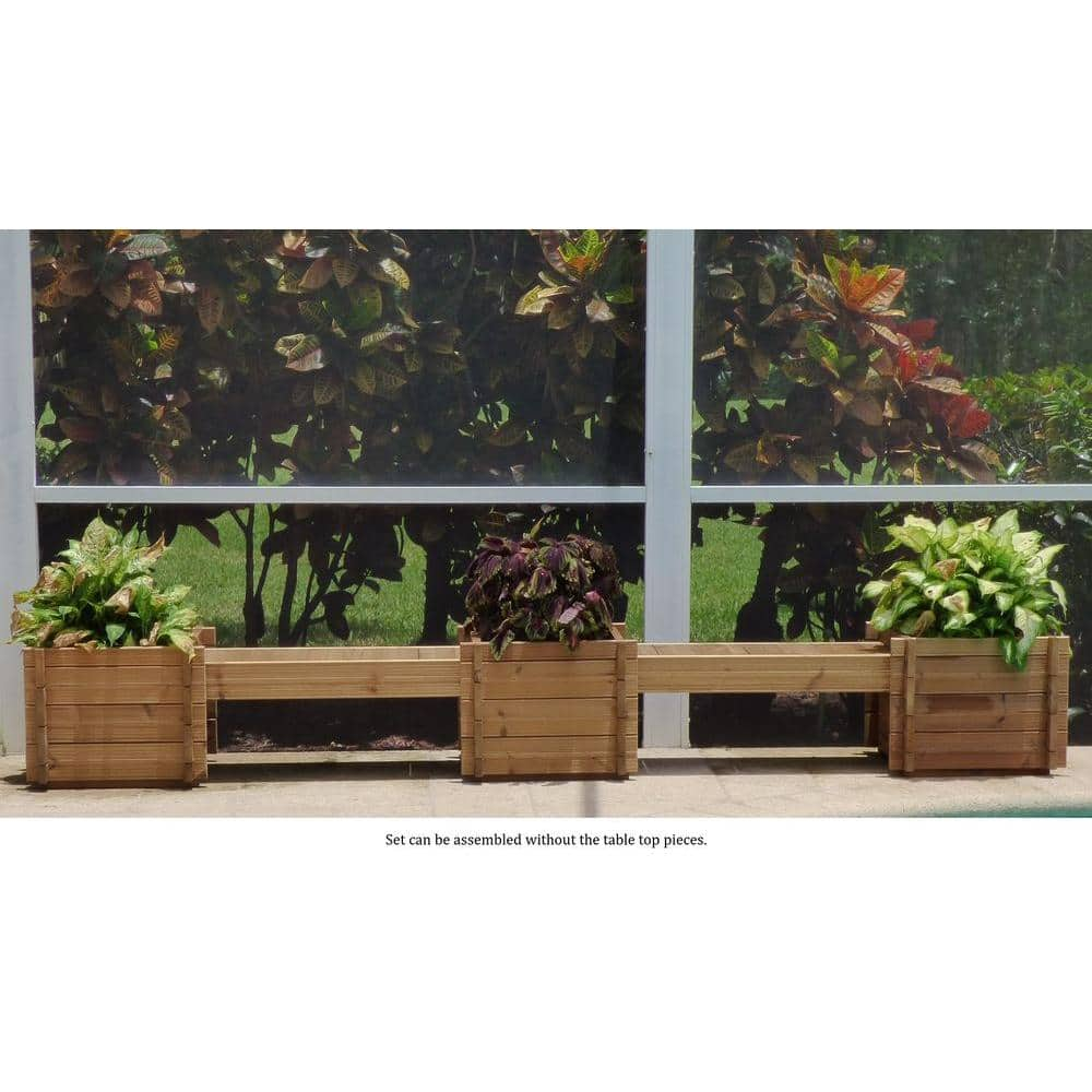 TherMod Contessa 138 in. x 20 in. Wood Bench Planter TH-CONT