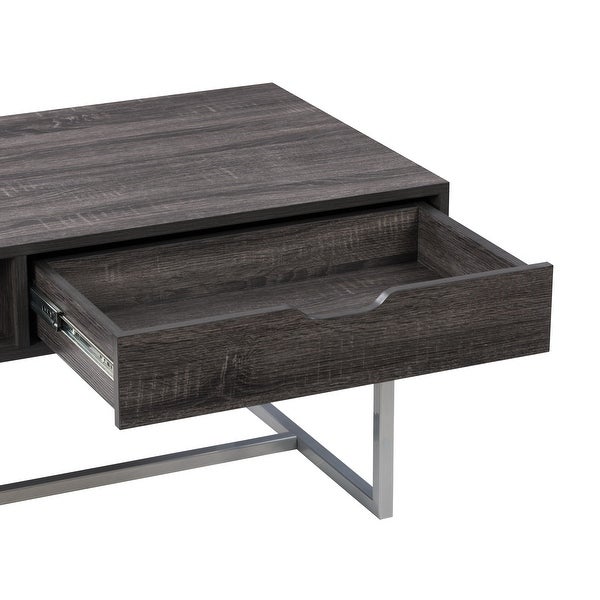 Auston Single Drawer Coffee Table with Silver Metal Legs