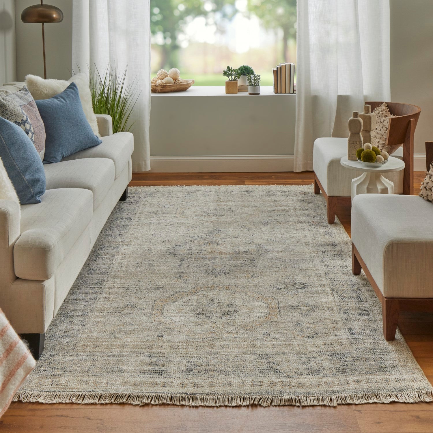 Ramey Hand Woven Tan and Gray Rug by BD Fine