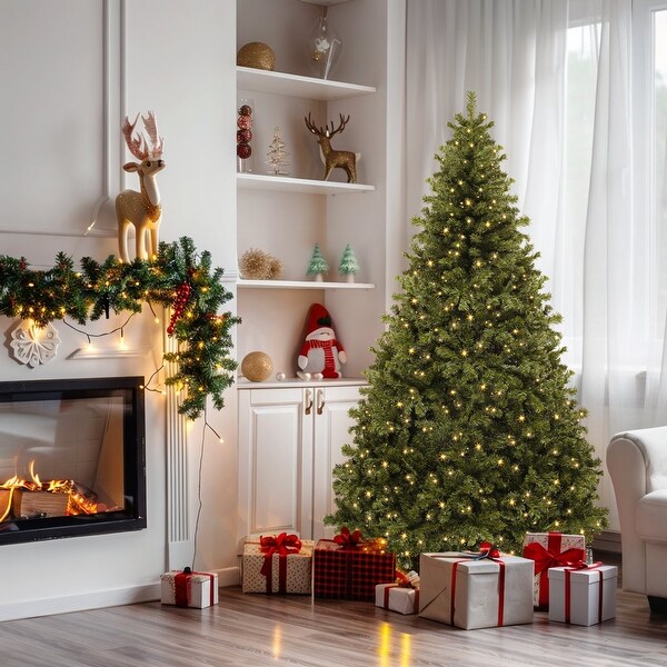 6/7.5Ft PreLit Spruce Christmas Tree，Artificial Xmas Tree with 880 Branch Tips and 250 Lights for Home