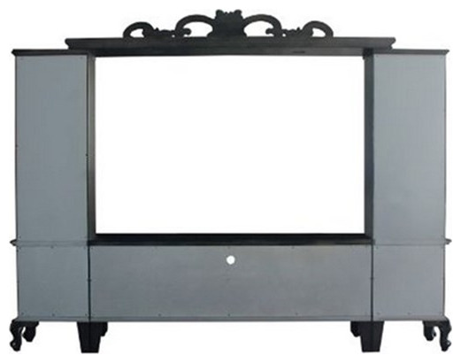 Entertainment Center with Scrolled Motif Top and 6 Compartments  Brown   Victorian   Entertainment Centers And Tv Stands   by Homesquare  Houzz