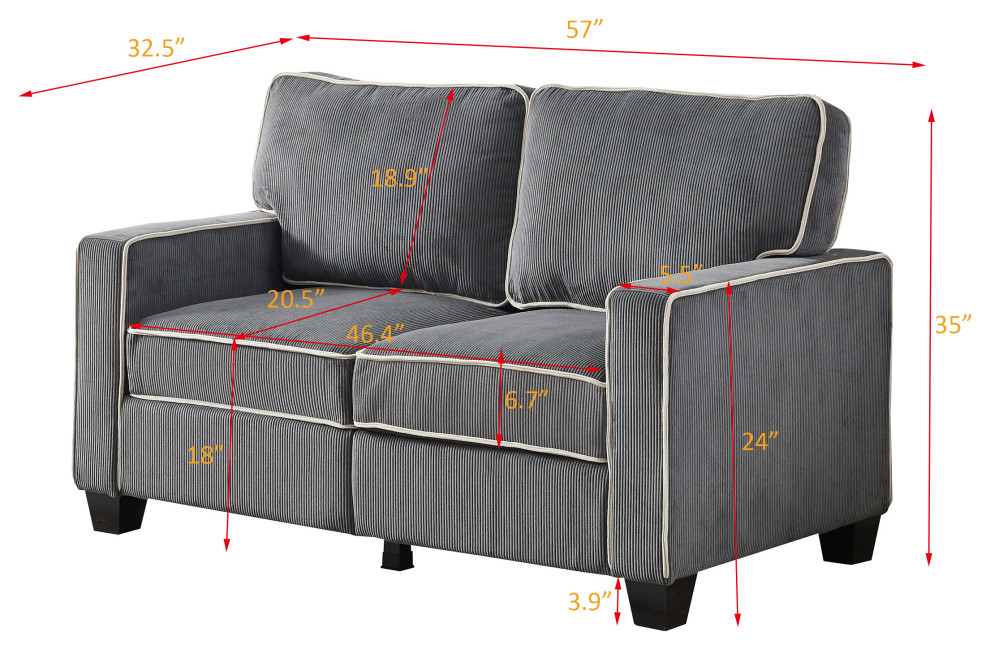 Stylish Corduroy Upholstered Sofa With Storage Sturdy   Contemporary   Sofas   by TATEUS LLC  Houzz